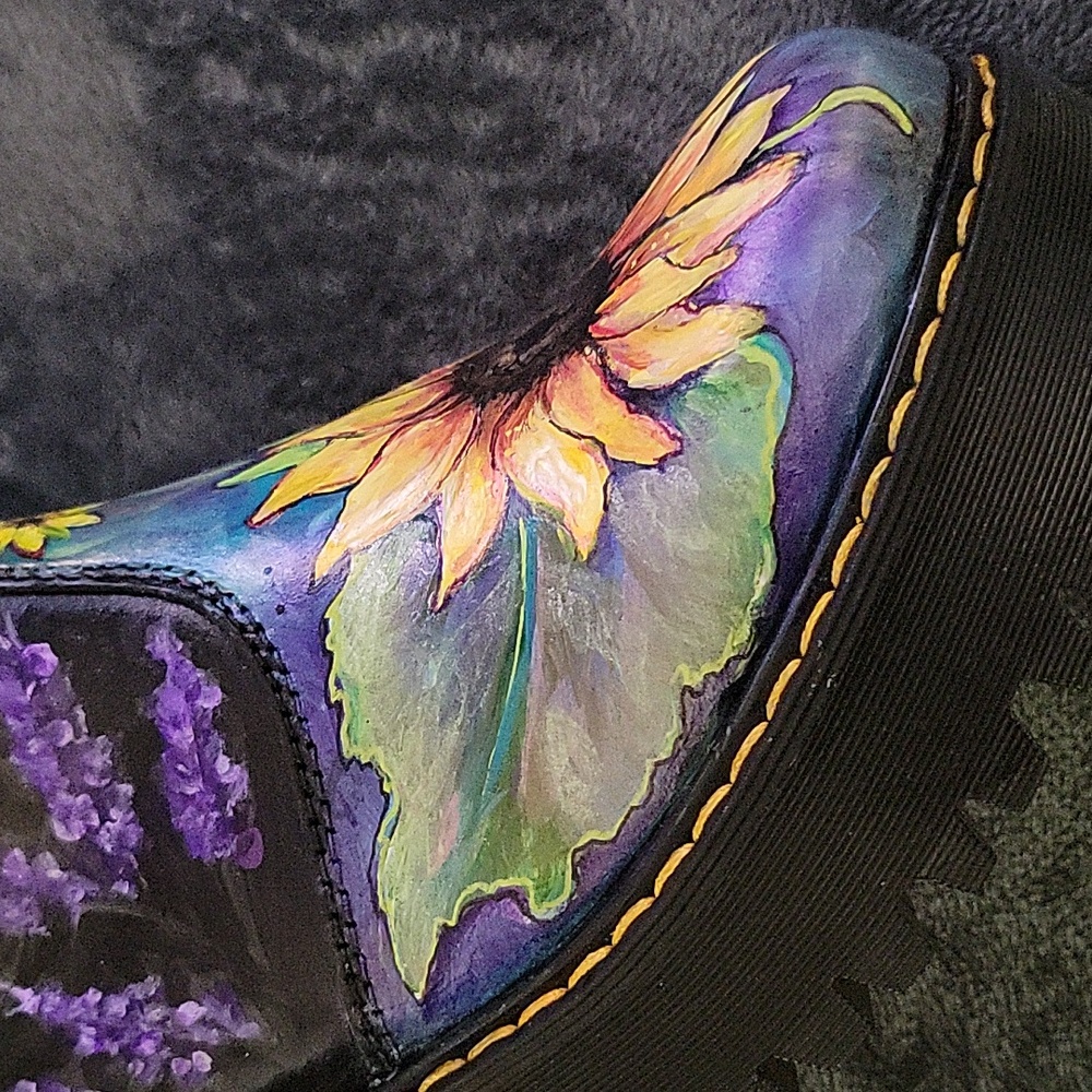 Handpainted Doc Marten Chelsea Platform Boots Sunflower Design One of a Kind! - Picture 2 of 16